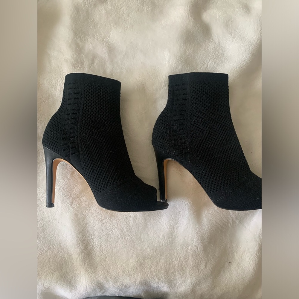 Open Toe’d black sweater heels